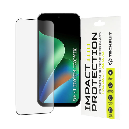 Techsuit-näytönsuoja Xiaomi Redmi 17 5G / 17 4G:lle, karkaistu lasi, täysiliimainen, 111D, musta