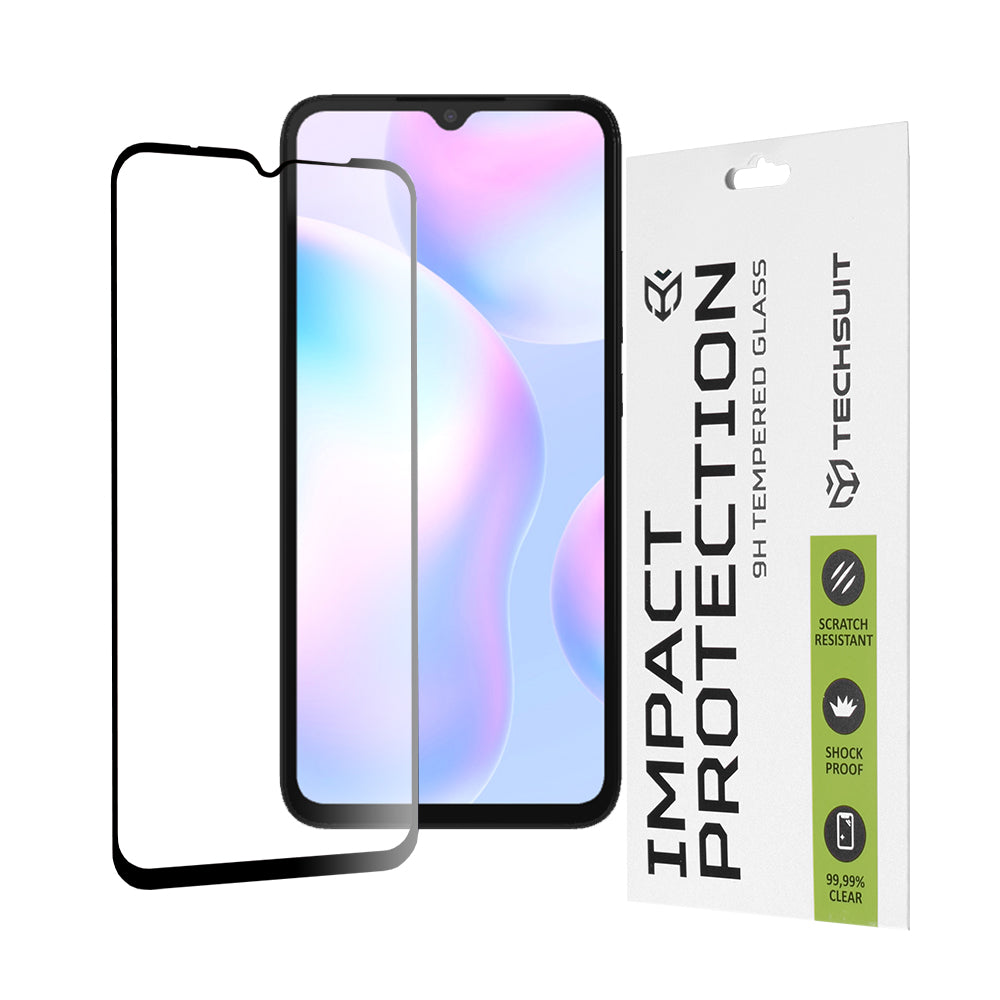 Techsuit-näytönsuoja Xiaomi Redmi A2+ / A2 / A1+ / A1 / 10A:lle, karkaistu lasi, täysi liima, 111D, musta
