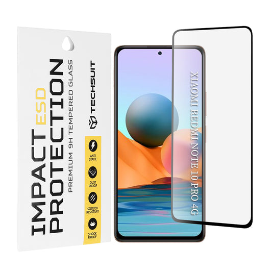 Techsuit-näytönsuoja Xiaomi Redmi Note 10 Pro Max / Note 10 Pro -puhelimelle, karkaistu lasi, täysiliimainen, musta