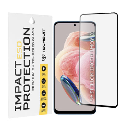 Techsuit Screen Protector Film for Xiaomi Redmi Note 12 4G / Note 12 5G / Poco X5, Tempered Glass, Full Glue, Black
