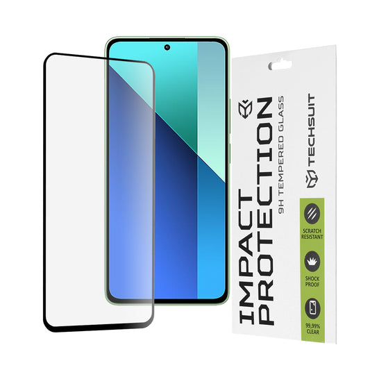 Techsuit-näytönsuoja Xiaomi Redmi Note 13 4G:lle, karkaistu lasi, täysiliima, 111D, musta
