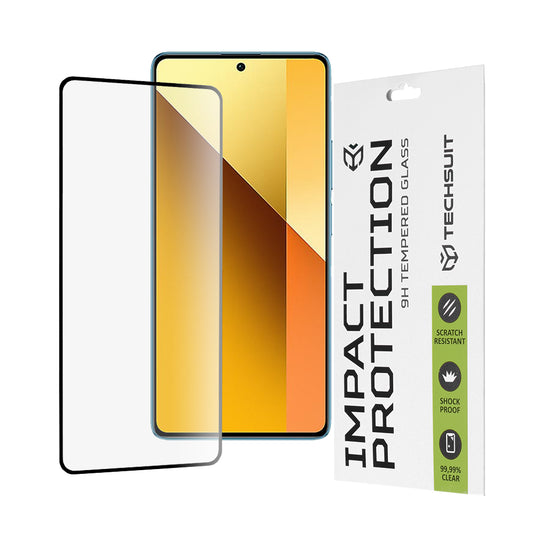 Techsuit-näytönsuoja Xiaomi Redmi Note 13 5G:lle, karkaistu lasi, täysiliima, 111D, musta
