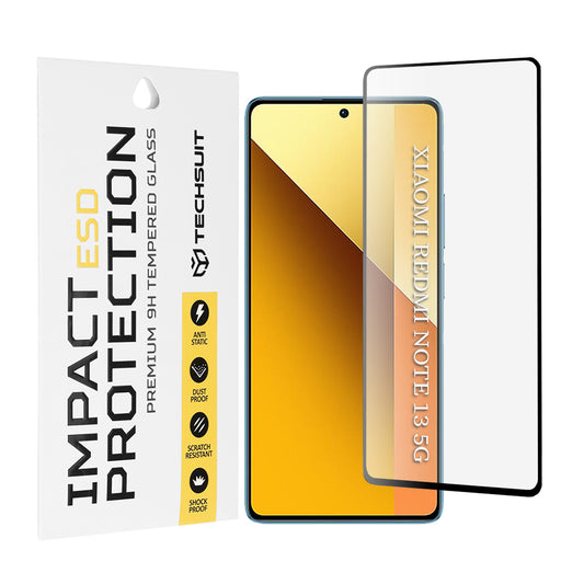 Techsuit-näytönsuoja Xiaomi Redmi Note 13 5G:lle, karkaistu lasi, täysiliimainen, musta