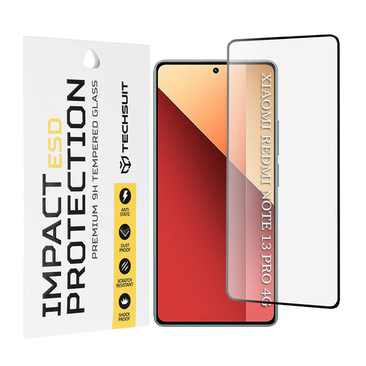 Techsuit-näytönsuoja Xiaomi Redmi Note 13 Pro 4G / Poco M6 Pro 4G:lle, Karkaistu lasi, Täysiliimainen, Musta