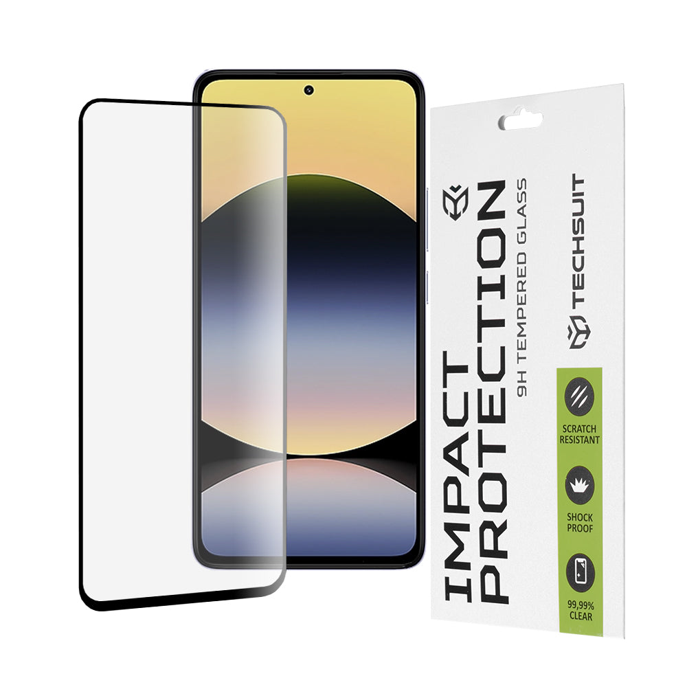 Techsuit Screen Protector for Xiaomi Redmi Note 14 4G (Standard), Tempered Glass, Full Glue, 111D, Black