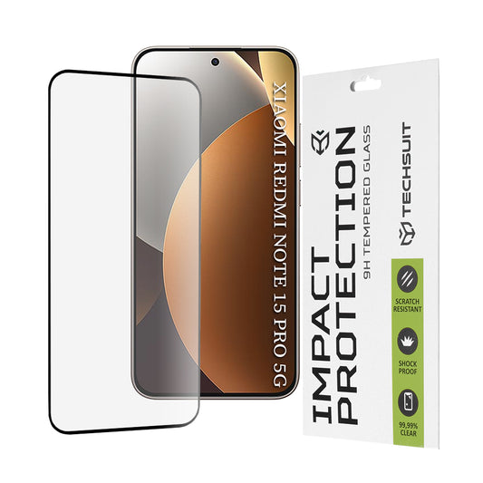 Techsuit-näytönsuojakalvo Xiaomi Redmi Note 15 Pro 5G:lle, Panssarilasi, Full Glue, 111D, Musta