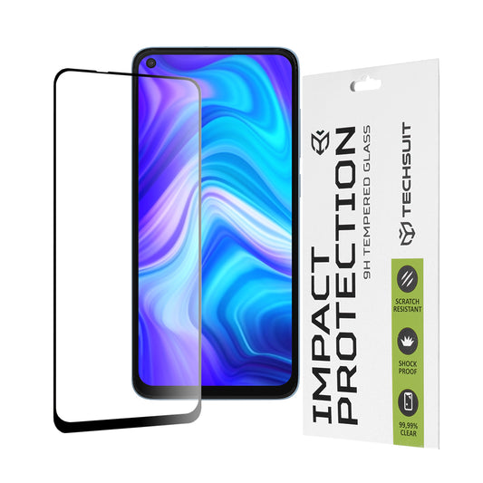 Techsuit-näytönsuoja Xiaomi Redmi Note 9 / 10X 4G:lle, karkaistu lasi, täysiliimainen, 111D, musta