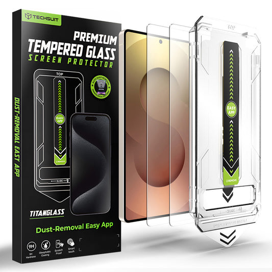 Techsuit TitanGlass CrystalHD näytönsuojakalvo Samsung Galaxy S26 Ultra -puhelimelle, Turvalasi, Full Glue, 2 kappaleen setti