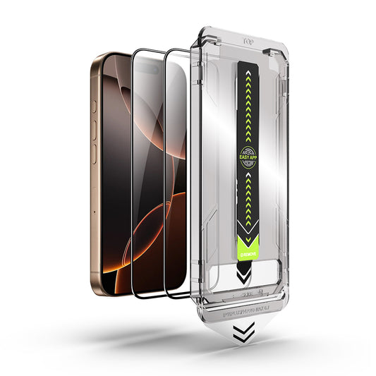 Techsuit TitanGlass -näytönsuoja Apple iPhone 14 Pro Maxille, karkaistu lasi, täysiliimainen, 2 kappaleen setti, musta