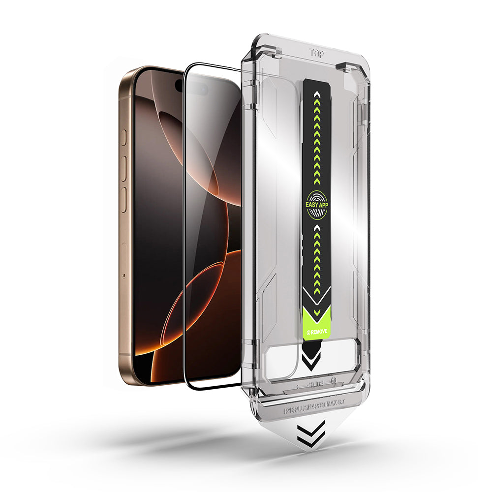 Techsuit TitanGlass -näytönsuoja Apple iPhone 16 / 15:lle, turvalasi, täysiliimainen, musta