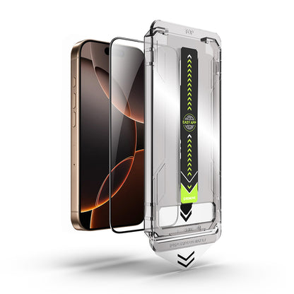 Techsuit TitanGlass -näytönsuoja Apple iPhone 16 / 15:lle, turvalasi, täysiliimainen, musta