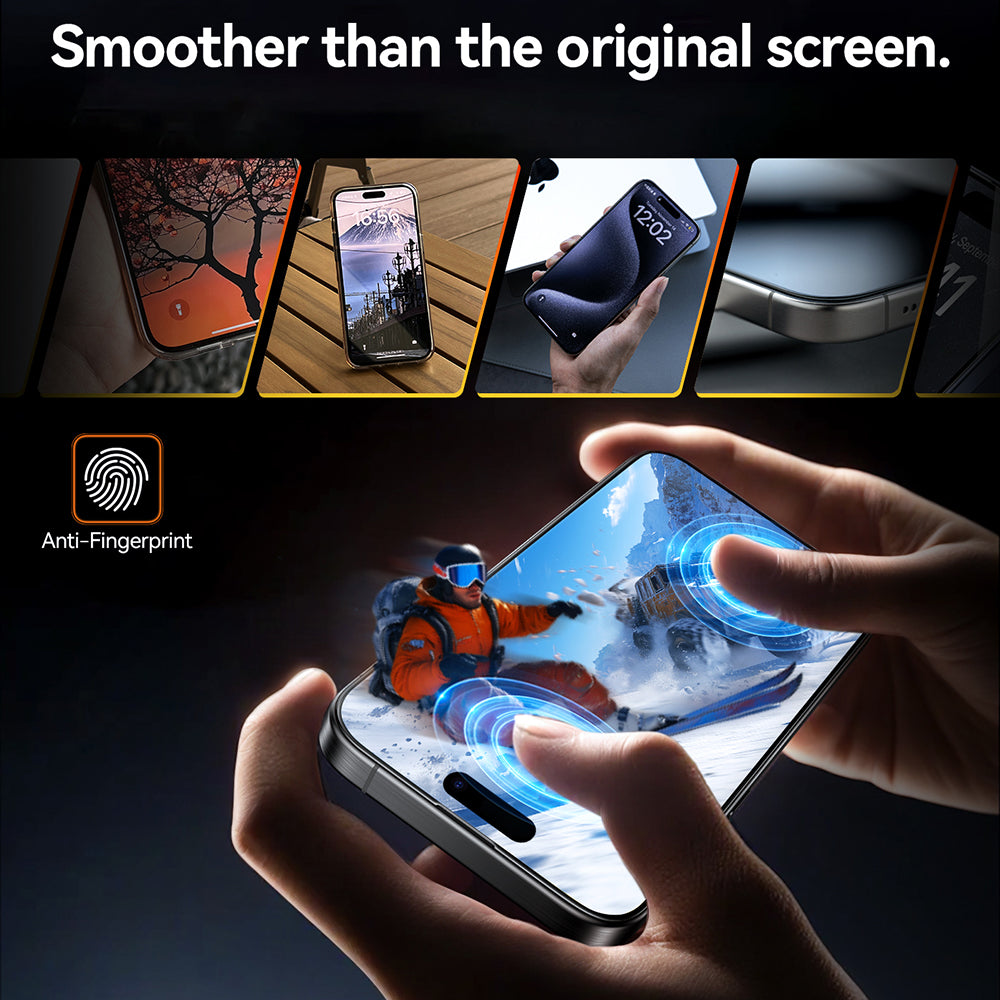 Torras GlassGo Install Master -suojakalvo Apple iPhone 16 Plus -puhelimelle, karkaistu lasi, täysliima, musta
