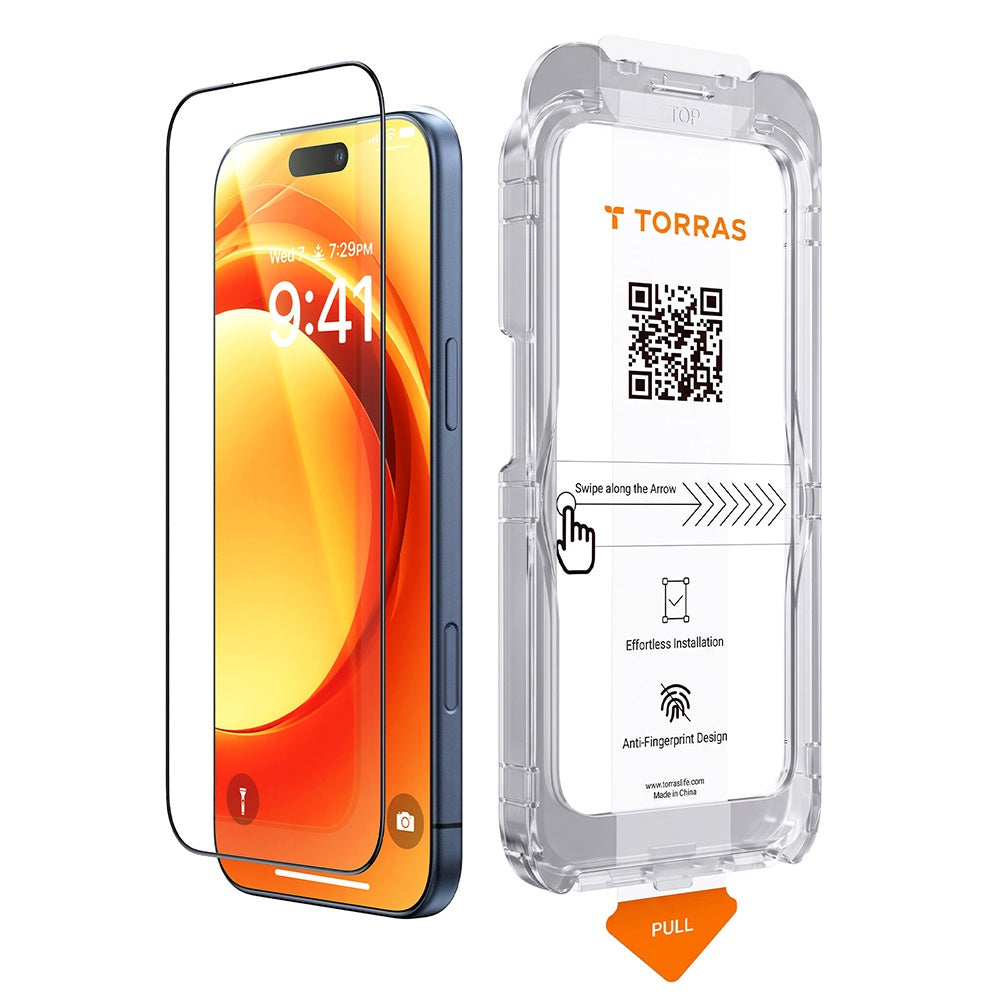 Torras HD Shield -näytönsuoja Apple iPhone 18 Pro Max / 17 Pro Max -puhelimelle, karkaistu lasi, täysiliimainen, musta