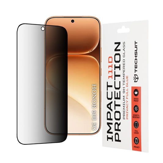 Privacy Techsuit -suojakalvo Honor 600 Pro / 600:lle, karkaistu lasi, täysiliimainen, 111D