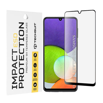 Techsuit-näytönsuoja Samsung Galaxy A22 A225:lle, karkaistu lasi, musta