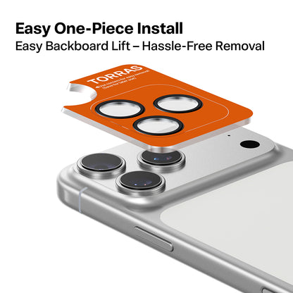 Torras Lensguard Rear Camera Protective Film for Apple iPhone 17 Pro Max / 17 Pro, Tempered Glass, Orange
