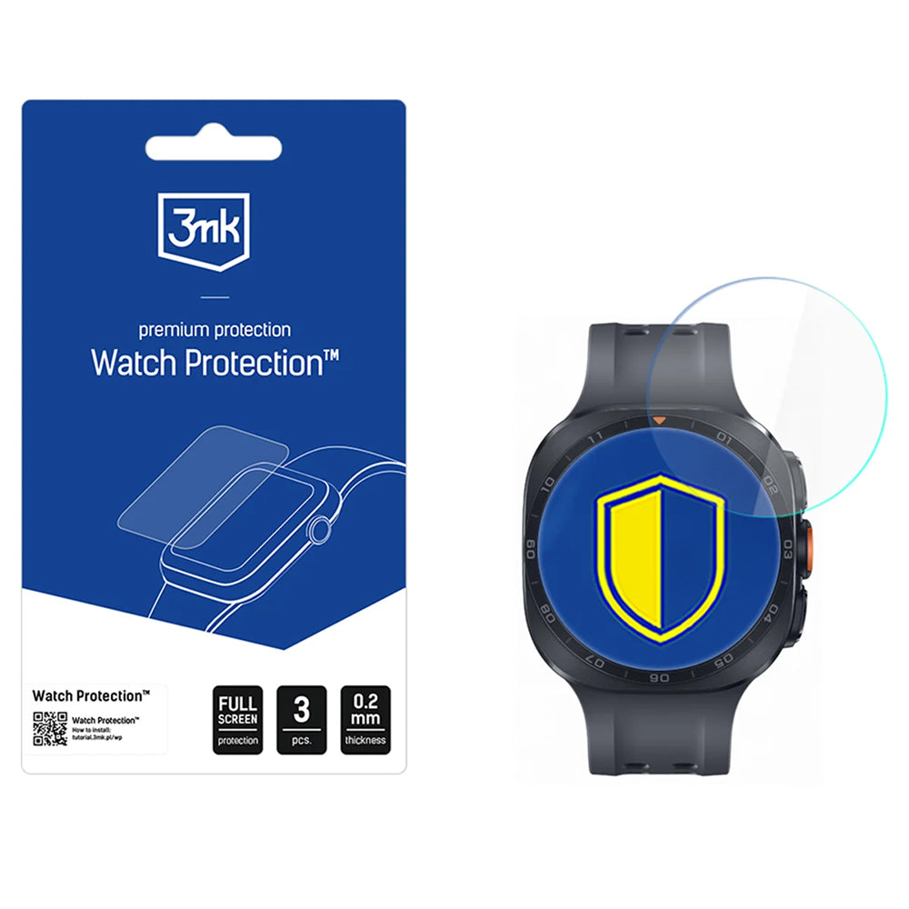 3MK FlexibleGlass -suojakalvo Samsung Galaxy Watch Ultra2:lle, 3 kappaleen setti, joustava lasi