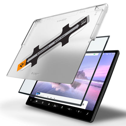 Spigen GlastR EZ FIT -suojakalvo Tesla X / S -navigaattoriin (2022 - 2021), Panssarilasi, Musta AGL04688