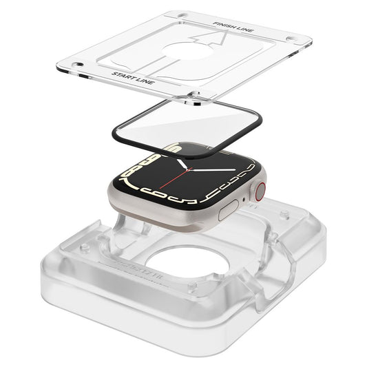Spigen ProFlex EZ FIT -suojakalvo Apple Watch 9 / 8 / 7 45mm -sarjalle, 2 kappaleen setti, Joustava lasi, Musta AFL04051