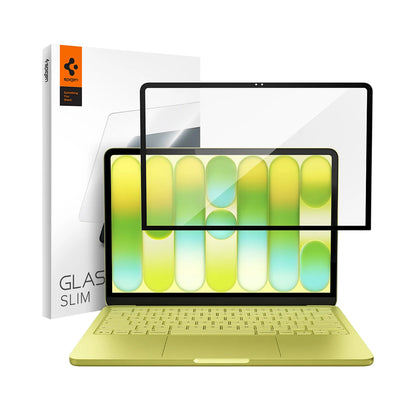 Spigen GlastR Slim -näytönsuoja Apple MacBook Neo 13 tuumaa varten, karkaistu lasi, musta AGL11669