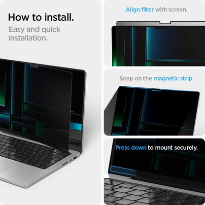 Spigen Safe View Magnetic -yksityisyyssuojakalvo Apple MacBook Pro 14 tuumaa (2022) / (2024) / (2023) / (2021), muovi AFL06158