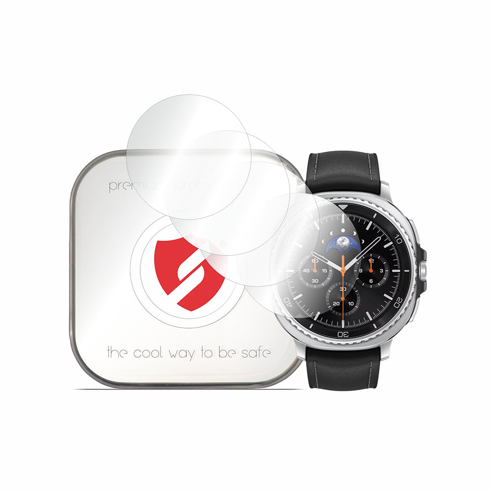 Smart Protection Premium Classic suojakalvo Samsung Galaxy Watch8 Classicille, 4 kappaleen setti, muovia