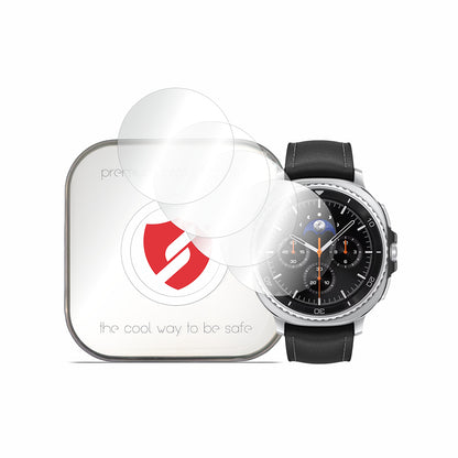 Smart Protection Premium Classic suojakalvo Samsung Galaxy Watch8 Classicille, 4 kappaleen setti, muovia