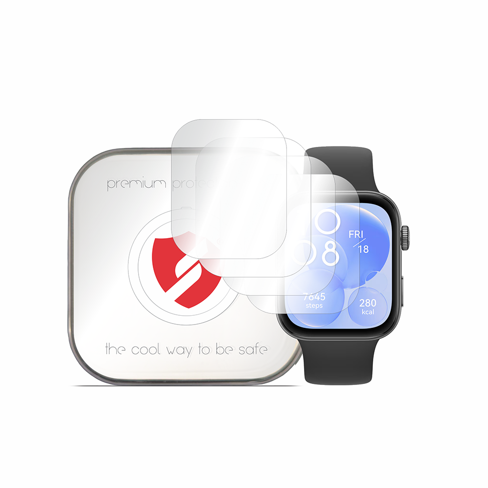 Smart Protection Premium Classic -suojakalvo Huawei Watch Fit 4 / Fit 3 -kellolle, 4 kappaleen setti, muovia