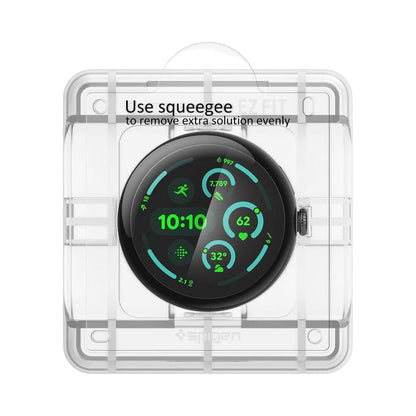 Suojakalvo Spigen Elite Shield EZ FIT Google Pixel Watch 45mm -sarjalle, 2 kappaleen setti, suojattu lasi, läpinäkyvä AFL08525
