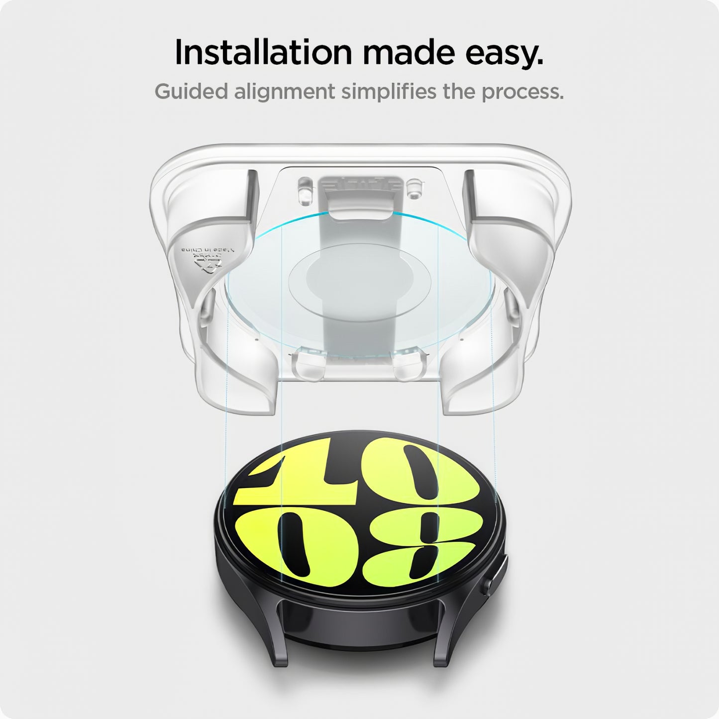 Spigen GlastR EZ FIT -suojakalvo Samsung Galaxy Watch7 / Watch6 / Watch5 / Watch4 44mm -sarjalle, 2 kappaleen setti, Karkaistu lasi AGL08493