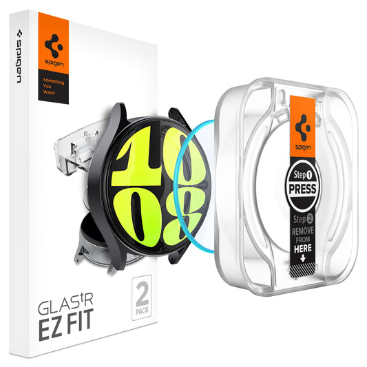 Spigen GlastR EZ FIT -suojakalvo Samsung Galaxy Watch7 / Watch6 / Watch5 / Watch4 44mm -sarjalle, 2 kappaleen setti, Karkaistu lasi AGL08493