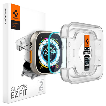 Spigen GlastR EZ FIT Protective Film for Apple Watch Ultra Series, Set of 2 pieces, Tempered Glass AGL05556