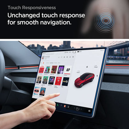 Spigen GlastR EZ FIT Anti-Glare FC -suojakalvo Tesla Y (2026 / 2025) / 3 (2026 / 2025 / 2024) -navigointinäyttöön, karkaistu lasi AGL07152