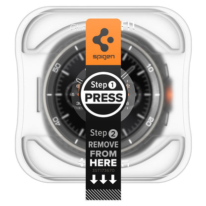 Spigen GlastR EZ FIT -suojakalvo Samsung Galaxy Watch8 Classicille, 2 kappaleen setti, Karkaistu lasi AGL09877