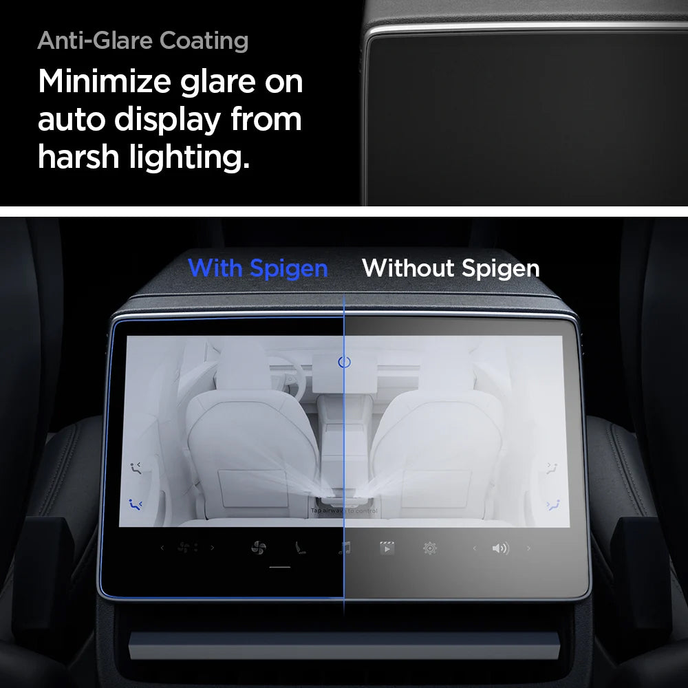 Spigen GlastR Slim Anti-Glare -suojakalvo Tesla Y (2026 / 2025) / 3 (2026 / 2025 / 2024) navigointiin, karkaistu lasi AGL07586