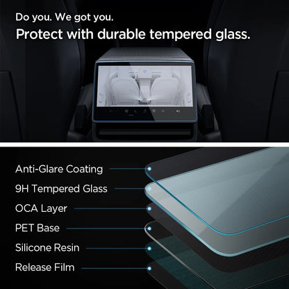 Spigen GlastR Slim Anti-Glare -suojakalvo Tesla Y (2026 / 2025) / 3 (2026 / 2025 / 2024) navigointiin, karkaistu lasi AGL07586
