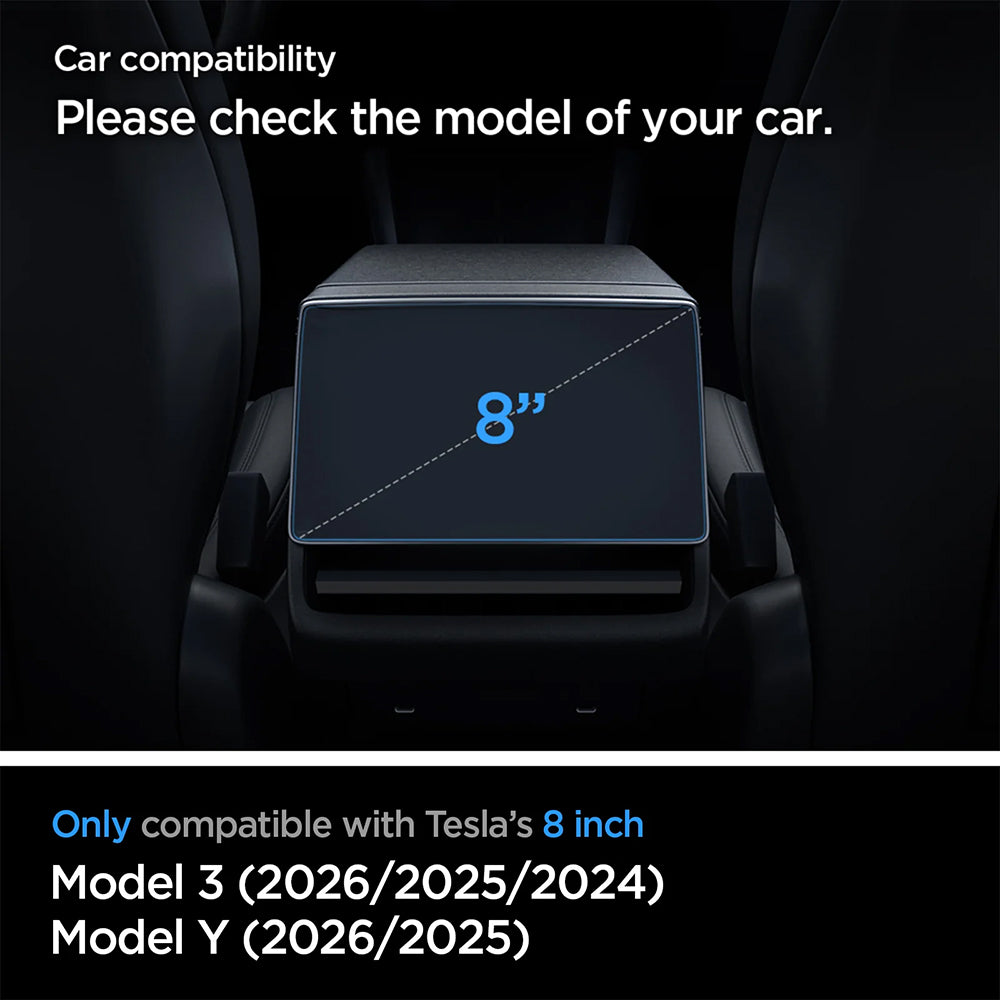 Spigen GlastR Slim Anti-Glare -suojakalvo Tesla Y (2026 / 2025) / 3 (2026 / 2025 / 2024) navigointiin, karkaistu lasi AGL07586
