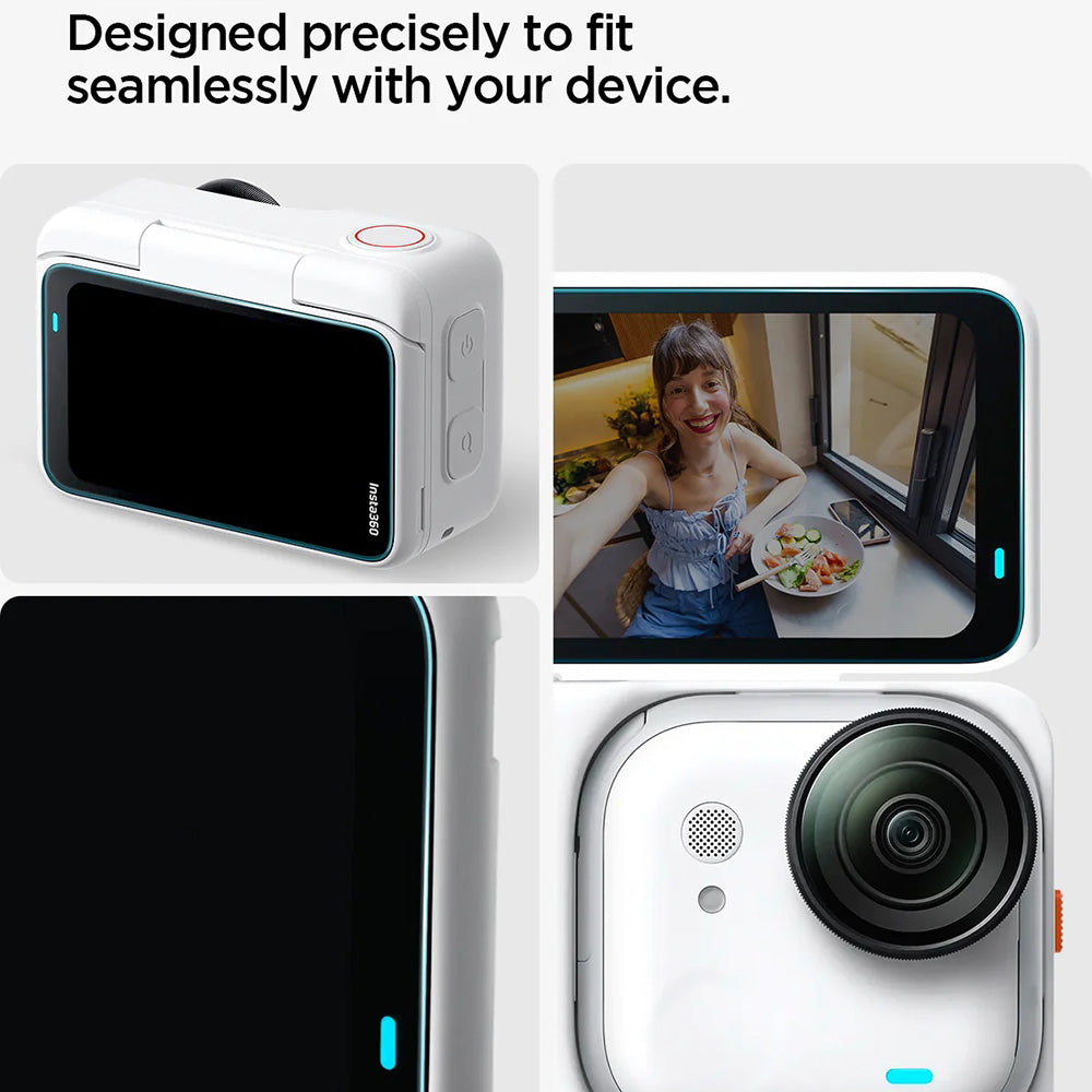 Spigen GlastR Slim -näytönsuojakalvo Insta360 Go Ultra -kameralle, karkaistu lasi, 2 kappaleen setti AGL11171