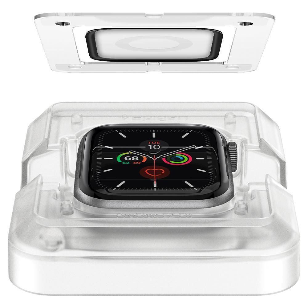 Spigen ProFlex EZ FIT -suojakalvo Apple Watch 44mm -sarjalle, 2 kappaleen setti, joustava lasi, musta
