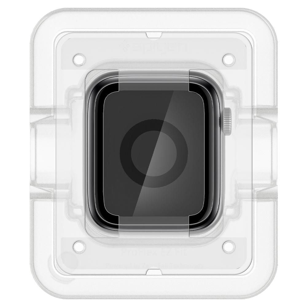 Spigen ProFlex EZ FIT -suojakalvo Apple Watch 44mm -sarjalle, 2 kappaleen setti, joustava lasi, musta