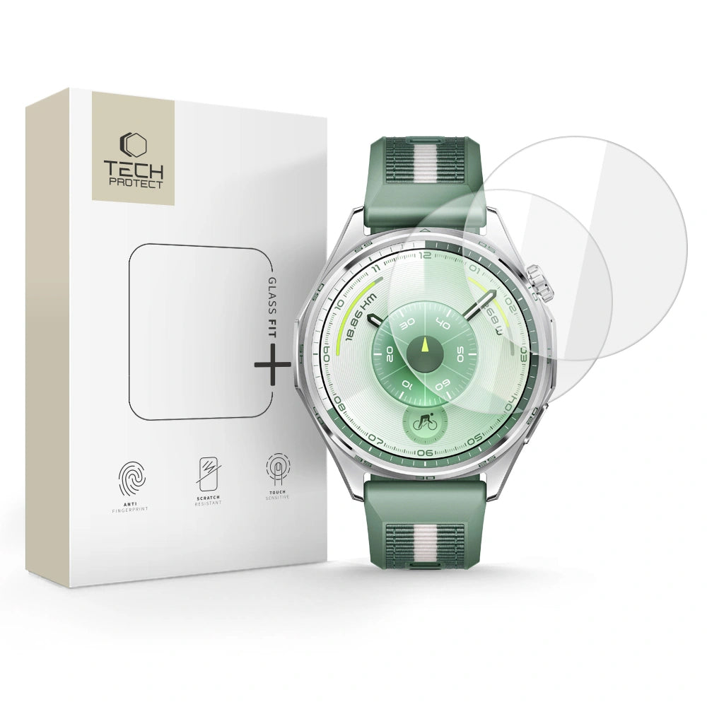Tech-Protect Fit+ suojakalvo Huawei Watch GT 6 46mm:lle, 2 kappaleen setti, karkaistu lasi