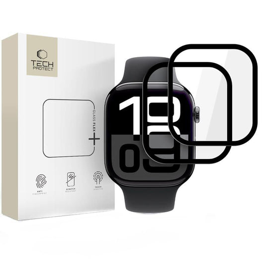 Tech-Protect Flex+ suojakalvo Apple Watch 46mm Series, 2 kappaleen setti, Joustava lasi, Musta