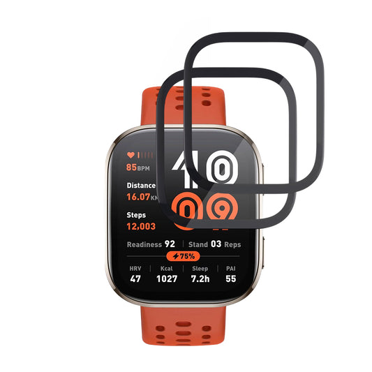 Techsuit Nano Flex -suojakalvo Amazfit Bip 6:lle, 2 kappaleen setti, Muovi, Musta