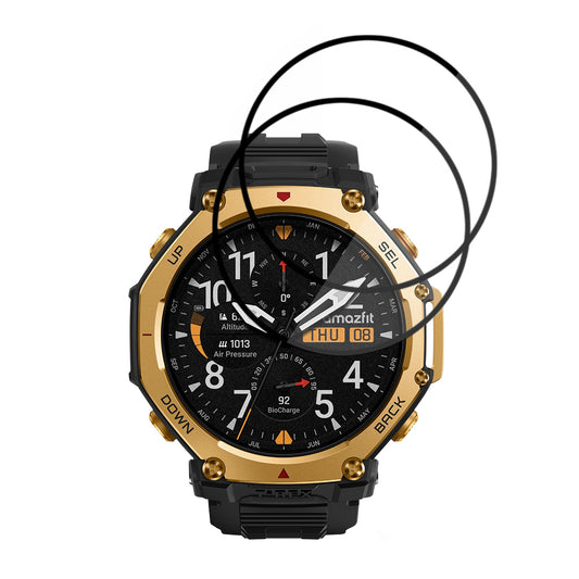 Techsuit Nano Flex -suojakalvo Amazfit T-Rex 3 Pro 48mm:lle, 2 kappaleen setti, Muovi, Musta