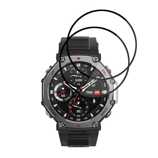 Techsuit Nano Flex -suojakalvo Amazfit T-Rex 3:lle, 2 kappaleen setti, Muovi, Musta