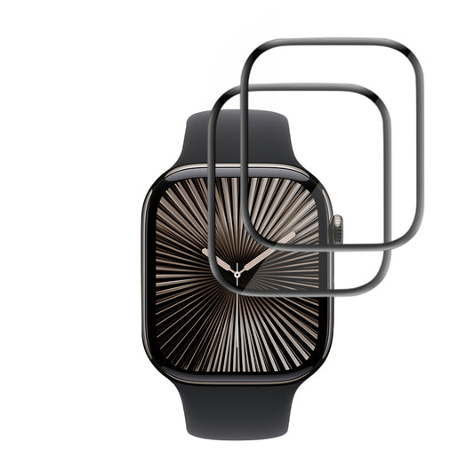 Techsuit Nano Flex -suojakalvo Apple Watch Series 10 / 11 42mm, 2 kappaleen setti, Muovi, Musta