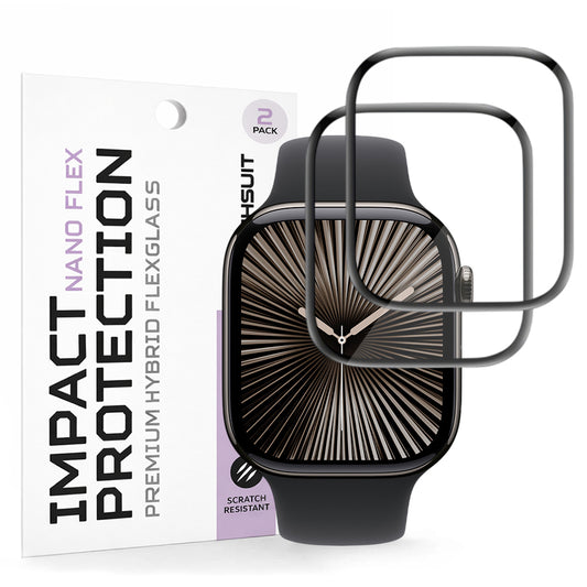 Techsuit Nano Flex -suojakalvo Apple Watch Series 10 / 11 42mm, 2 kappaleen setti, Muovi, Musta