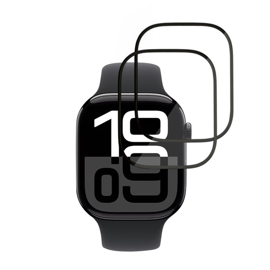 Techsuit Nano Flex -suojakalvo Apple Watch Series 10 / 11 46mm, 2 kappaleen setti, Muovi, Musta