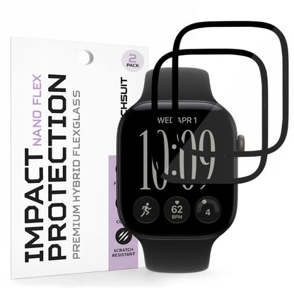 Techsuit Nano Flex -suojakalvo Apple Watch Series 12 46mm:lle, 2 kappaleen setti, muovia, musta