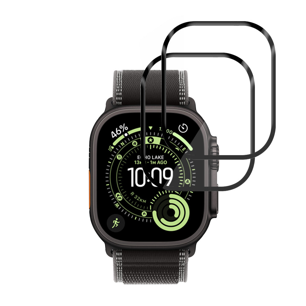 Techsuit Nano Flex -suojakalvo Apple Watch Ultra Series -sarjalle, 2 kappaleen setti, Muovi, Musta